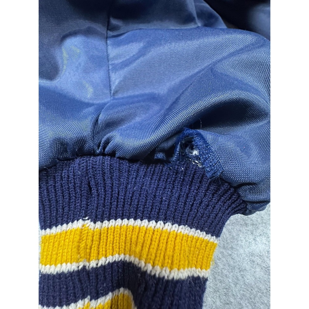 Vintage Michigan Wolverines Jacket Mens 2XL Blue DeLONG Nylon Varsity Snap USA - Picture 4 of 8